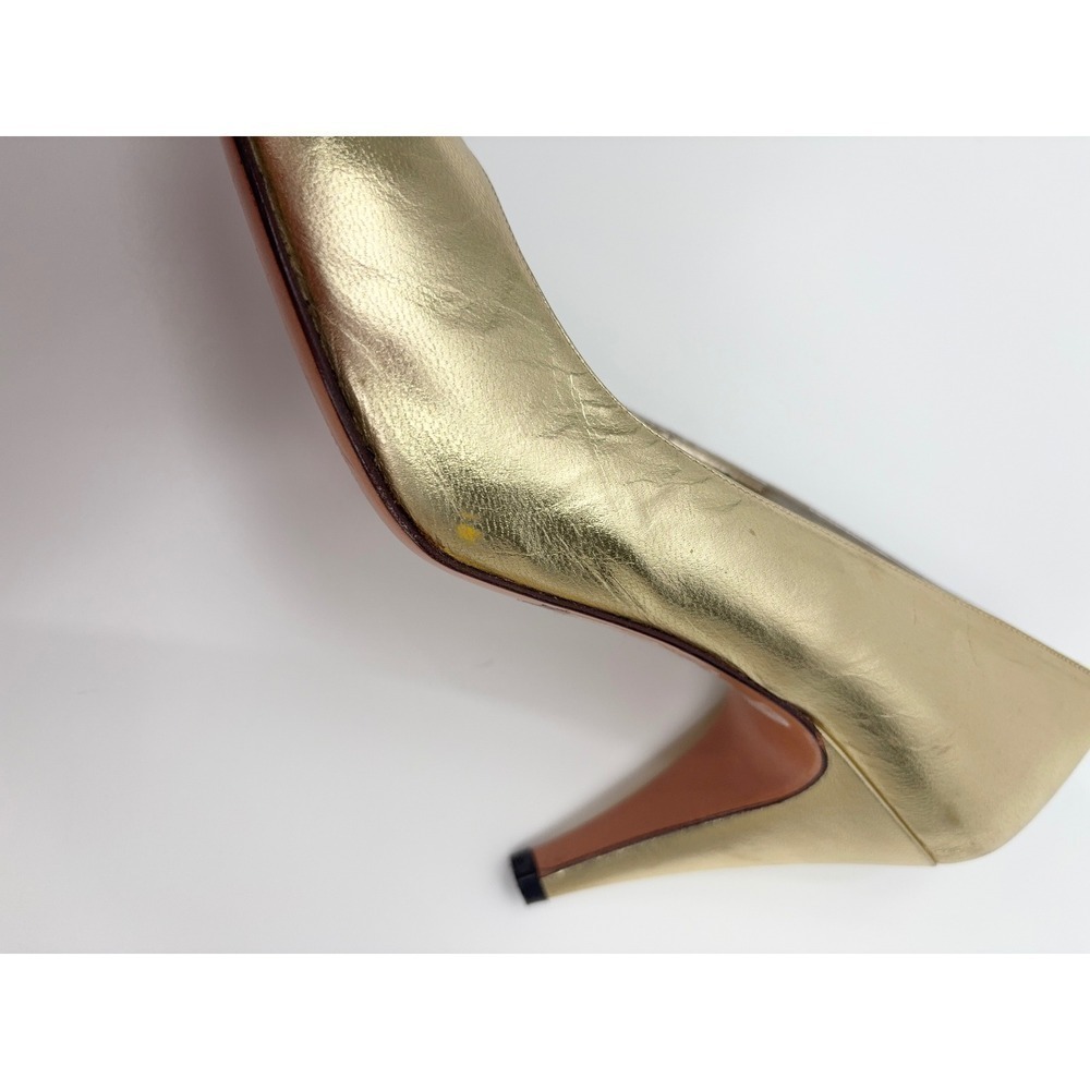 B5 Salvatore Ferragamo Two Tone Leather Pumps 7.5 Gold Silver Metallic Y2K - Picture 14 of 14